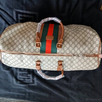 Cestovní omyvatelná taška Gucci béžová s hnědým popruhem - 2