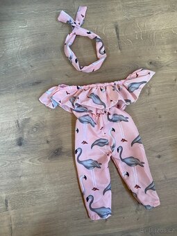 Obleček pro Baby Born – růžový overal + čelenka - 2