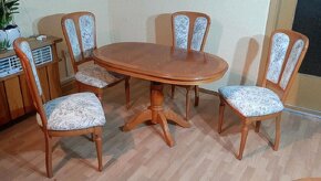 Stůl rozkládací jídelní a 4 židle - dřevo třešeň - 2