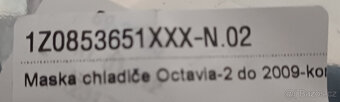 Maska Škoda Octavia II před facelift 1Z0853651 - 2
