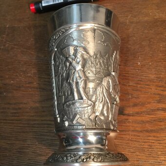 Cínový pohár pivní velká sklenice z cínu punc certifikát - 2