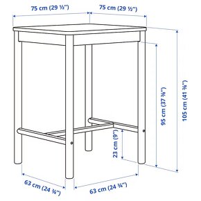 Barový stolek, bříza, 75x75 cm NOVÝ - 2