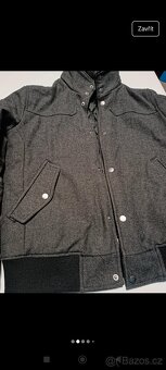Pánský černo šedý kabát na knoflíky a zip - 2