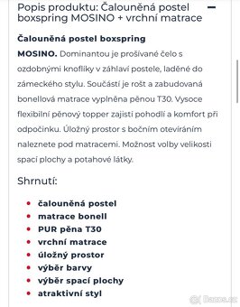 Sleva možná - Boxspring postel 200x200 top stav - 2