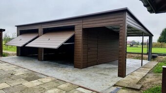 Moderní plechová garáž 8x6 tmavě hnědá - 2