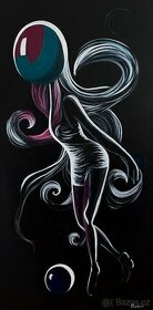 Obraz akrylem na plátně žena vesmír, 120x60 cm - 2