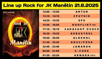 Festival Rock for JK Manětín sobota 21.6.2025 2 vstupenky - 2