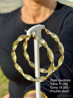 Zlaté naušnice kruhy 11,39g (1698Kč/g) - 2