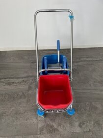 Úklidový vozík se ždímačem 2x17l, chromový, košík zdarma - 2