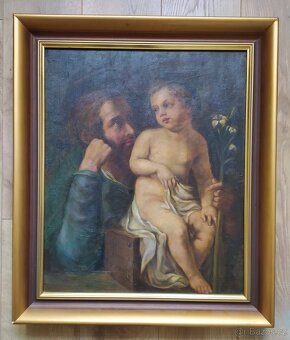 Josef Bergler - Svatý Josef s Ježíškem - 18. Století - obraz - 2