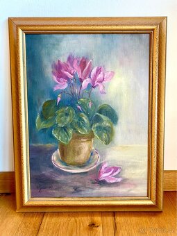 Staré krásné obrazy 2 kusy, olejomalba na desce - 2