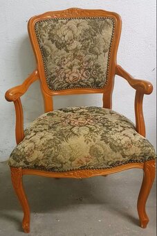 Židle s područkami - barokní styl, masivní dřevo - 2