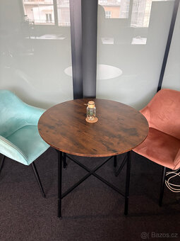 Kulatý stůl Ennis 80cm, industriální / kavárenský styl - 2