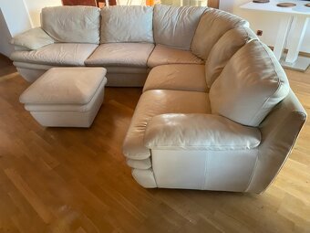 Rohová sedačka kůže, taburet - 2