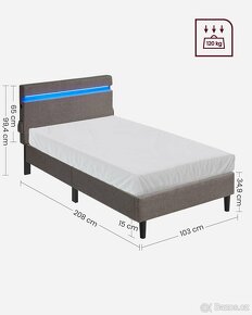 NOVÁ POSTEL S LED OSVĚTLENÍM BEZ MATRACE - 2