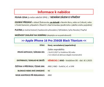 iPhone 16 Pro 256GB černý NOVÝ NEROZBALENÝ - 2