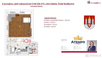 K pronájmu, plně vybavený a klimatizovaného bytu 2+kk o výmě - 2