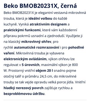 Vestavěná mikrovlnná trouba beko - 2