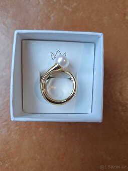 Prsten s pravou perlou-nový s certifikátem vel.57 - 2