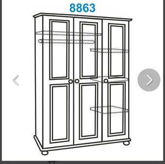 Skříň 3dveřová, bílý lak- 8863B - 2