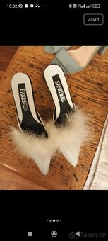 Bílé pantofle na podpatku - 2