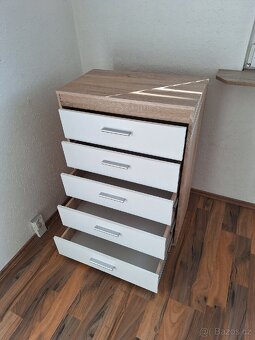 Komoda 5 šuplíků 40 x 70 x 100cm bila+dub sonoma - 2
