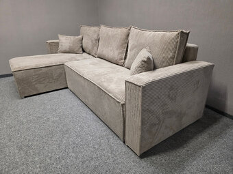 Nová rohová rozkládací sedačka sv. hn. manšestr - 2