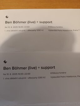 2 lístky na Ben Bohmer 10.8. Praha Křižíkova Fontána - 2