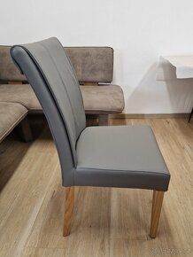 Nové jídelní židle šedá kůže + dub masiv 2 ks - 2