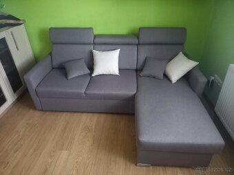 rozkládací rohová sedací souprava, šedé barvy - 2
