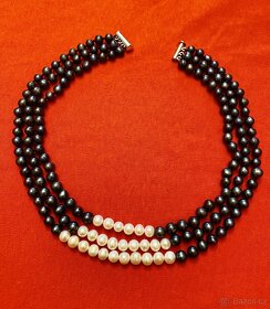 Trojřadý perlový náhrdelník - pravé perly - 2