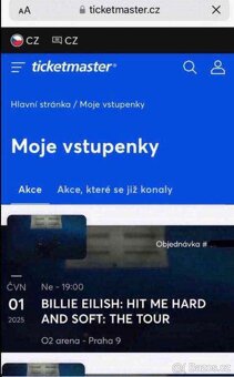 2 Vstupenky na Billie Eilish 1.6. v Praze - 2