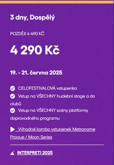 Sleva 3denní lístek na Metronome Festival 2025 - 2