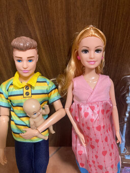 těhotná panenka barbie+ken+doplňky+kočárek - 2