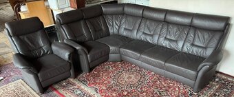 Rohová kožená sedačka s křeslem,5444 - 2