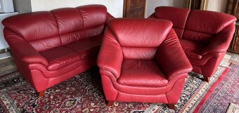 Červená kožená sedací souprav 3+2+1, 5273 - 2