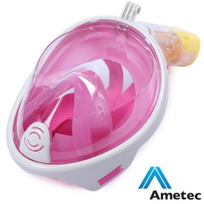 Nová celoobličejová potápěcí maska Ametec - růžová - 2