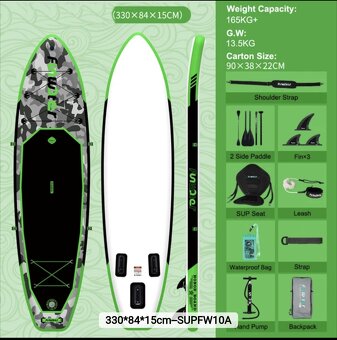 Paddleboard s kajakovou sedačkou , maskovaný.Green 330x84x15 - 2