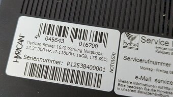 HERNÍ SUPER CENA Hyrican Striker 17.3 300Hz i7 16GB RTX3070 - 2