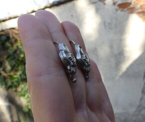 Starožitné stříbrné náušnice, biedermeier, R-U - 2