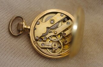 MINIATURNÍ 24MM CELO ZLATÉ 18K KAPESNÍ HODINKY - FUNKČNÍ - 2