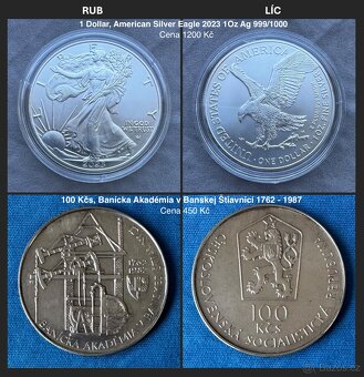 Stříbrné investiční mince Česko-Slovensko. Kolekce CA-USA - 2