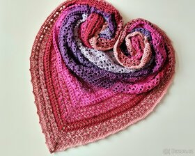 Šátek-pléd háčkovaný "Letní fialka růžová" - 2