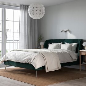 NOVÁ Čalouněná zelená sametová postel Tufjord Ikea 160 x 200 - 2