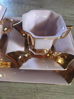 Kávový servis růžový porcelán - 2