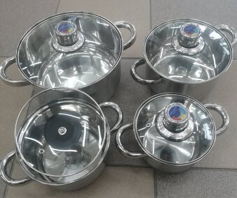 Hrnce design nerez luxusni 4ks s teploměrem na indukci atd. - 2