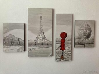 Moderní obraz 4-dílný Pařížanka 70x100 cm - 2