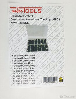 příchytky autočalounění, sada 192 dílů - 2