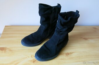 Kožené, semišové polokozačky, vel. 39 - 2