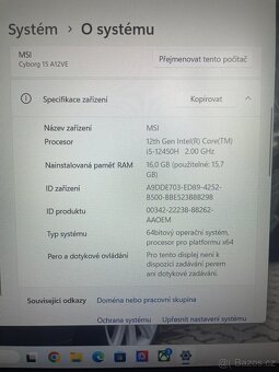 Herní notebook MSI Cyborg 15 A12VE-081cz - 2